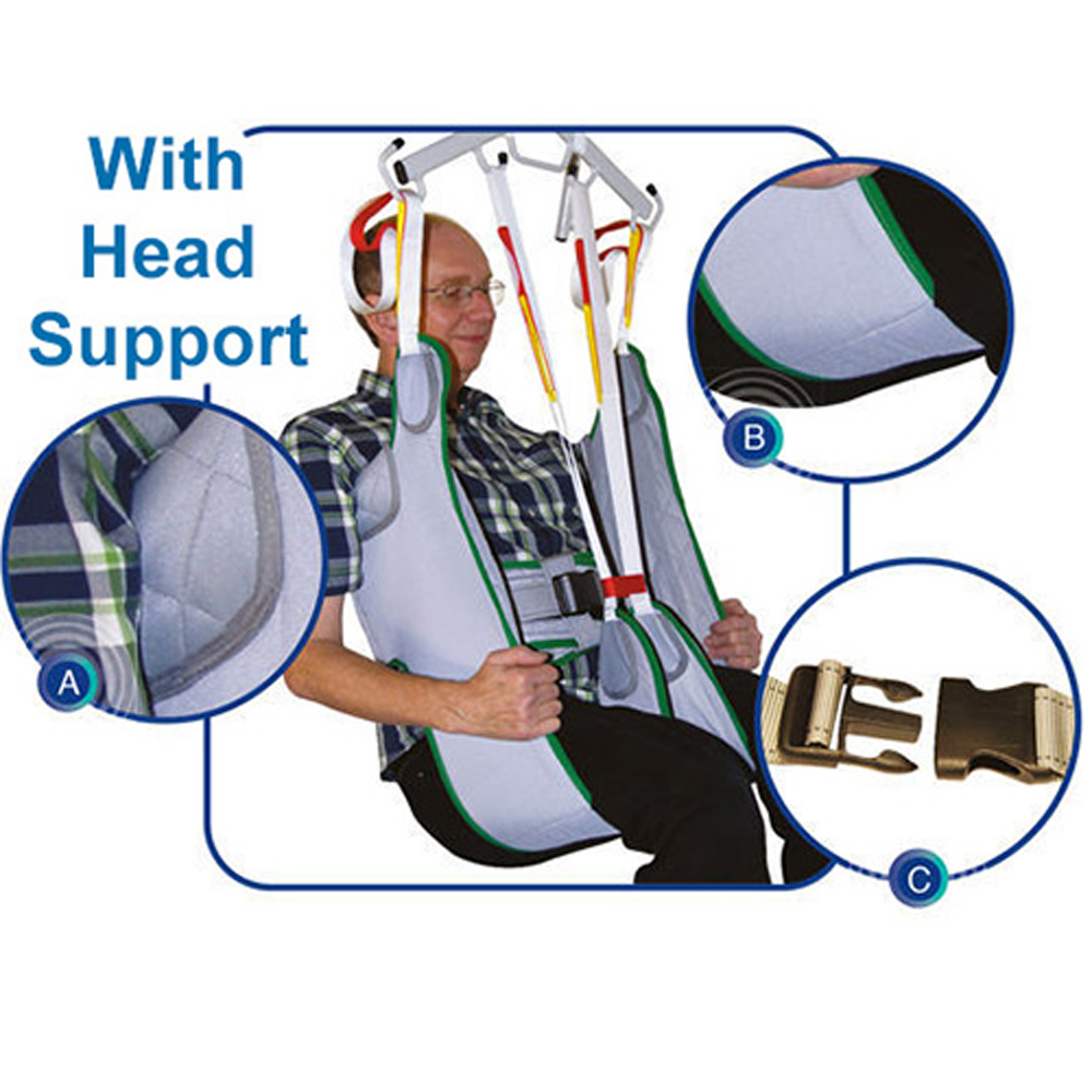 Mackworth | Willow Luxury Toilet Solid Hoist Sling with headsupport for Transfer & lifitng | Uk Supplier | Buy Order Now | Manage at carehome - hospital | Disabled - Elderly | Easy Care Systems